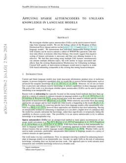 Applying sparse autoencoders to unlearn knowledge in language models