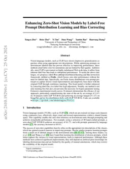 Enhancing Zero-Shot Vision Models by Label-Free Prompt Distribution
  Learning and Bias Correcting