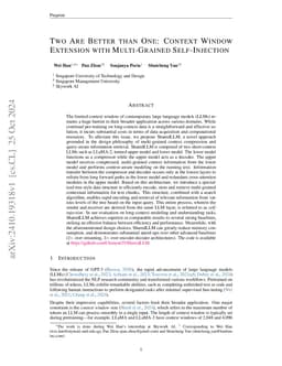 Two are better than one: Context window extension with multi-grained
  self-injection