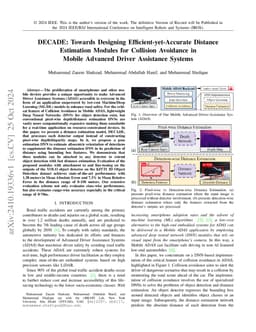 DECADE: Towards Designing Efficient-yet-Accurate Distance Estimation
  Modules for Collision Avoidance in Mobile Advanced Driver Assistance Systems