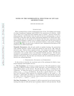 Notes on the Mathematical Structure of GPT LLM Architectures