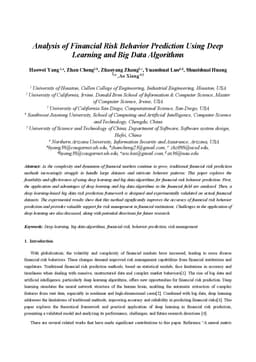 Analysis of Financial Risk Behavior Prediction Using Deep Learning and
  Big Data Algorithms