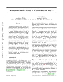 Analyzing Generative Models by Manifold Entropic Metrics