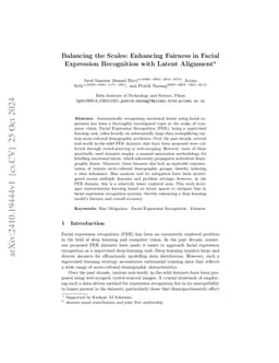 Balancing the Scales: Enhancing Fairness in Facial Expression
  Recognition with Latent Alignment