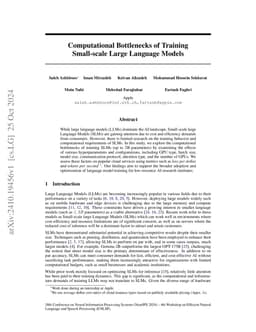 Computational Bottlenecks of Training Small-scale Large Language Models