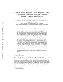 Content-Aware Radiance Fields: Aligning Model Complexity with Scene
  Intricacy Through Learned Bitwidth Quantization