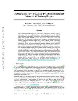 On Occlusions in Video Action Detection: Benchmark Datasets And Training
  Recipes
