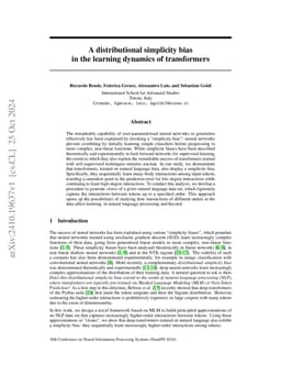 A distributional simplicity bias in the learning dynamics of transformers