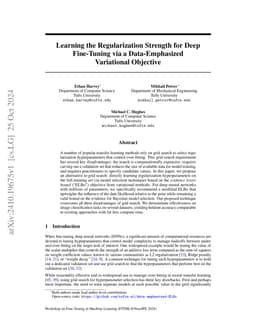 Learning the Regularization Strength for Deep Fine-Tuning via a Data-Emphasized Variational Objective