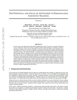 The Potential and Value of AI Chatbot in Personalized Cognitive Training
