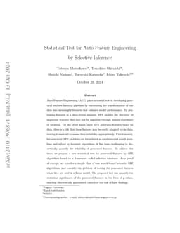 Statistical Test for Auto Feature Engineering by Selective Inference