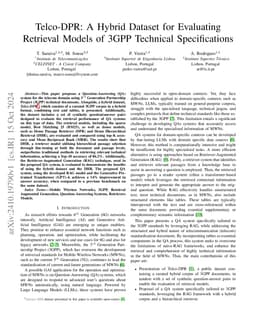 Telco-DPR: A Hybrid Dataset for Evaluating Retrieval Models of 3GPP
  Technical Specifications