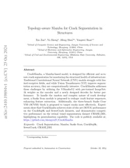 Topology-aware Mamba for Crack Segmentation in Structures