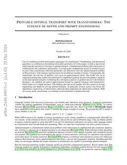 Provable optimal transport with transformers: The essence of depth and
  prompt engineering