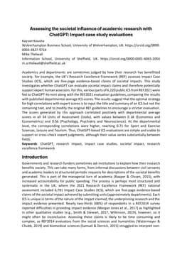 Assessing the societal influence of academic research with ChatGPT:
  Impact case study evaluations