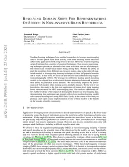 Resolving Domain Shift For Representations Of Speech In Non-Invasive
  Brain Recordings