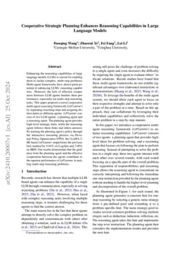 Cooperative Strategic Planning Enhances Reasoning Capabilities in Large
  Language Models