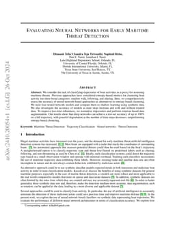 Evaluating Neural Networks for Early Maritime Threat Detection