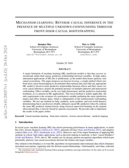 Mechanism learning: Reverse causal inference in the presence of multiple
  unknown confounding through front-door causal bootstrapping