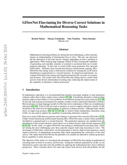 GFlowNet Fine-tuning for Diverse Correct Solutions in Mathematical
  Reasoning Tasks