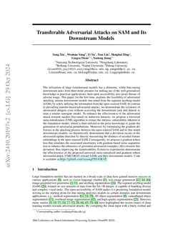 Transferable Adversarial Attacks on SAM and Its Downstream Models