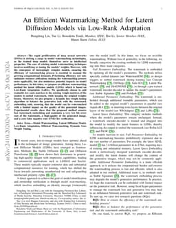 An Efficient Watermarking Method for Latent Diffusion Models via
  Low-Rank Adaptation