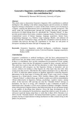 Generative linguistics contribution to artificial intelligence: Where
  this contribution lies?