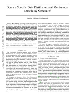Domain Specific Data Distillation and Multi-modal Embedding Generation