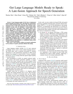 Get Large Language Models Ready to Speak: A Late-fusion Approach for
  Speech Generation