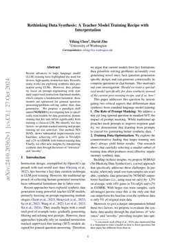 Rethinking Data Synthesis: A Teacher Model Training Recipe with
  Interpretation