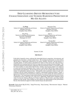Deep Learning-Driven Microstructure Characterization and Vickers
  Hardness Prediction of Mg-Gd Alloys