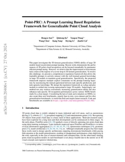 Point-PRC: A Prompt Learning Based Regulation Framework for Generalizable Point Cloud Analysis