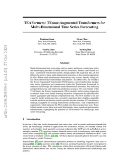 TEAFormers: TEnsor-Augmented Transformers for Multi-Dimensional Time
  Series Forecasting