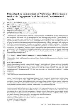 Understanding Communication Preferences of Information Workers in
  Engagement with Text-Based Conversational Agents