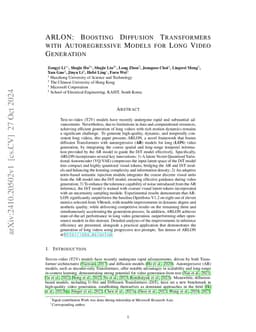 ARLON: Boosting Diffusion Transformers with Autoregressive Models for Long Video Generation