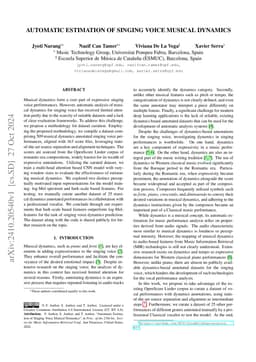 Automatic Estimation of Singing Voice Musical Dynamics