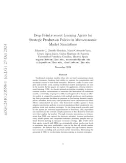 Deep Reinforcement Learning Agents for Strategic Production Policies in
  Microeconomic Market Simulations