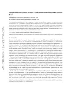 Using Confidence Scores to Improve Eyes-free Detection of Speech Recognition Errors