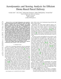 Aerodynamics and Sensing Analysis for Efficient Drone-Based Parcel
  Delivery