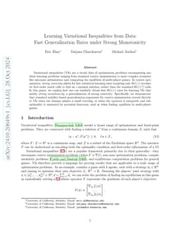 Learning Variational Inequalities from Data: Fast Generalization Rates under Strong Monotonicity