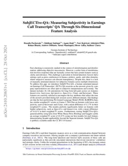 SubjECTive-QA: Measuring Subjectivity in Earnings Call Transcripts' QA Through Six-Dimensional Feature Analysis