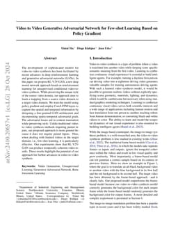 Video to Video Generative Adversarial Network for Few-shot Learning
  Based on Policy Gradient