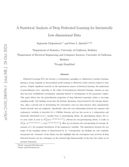 A Statistical Analysis of Deep Federated Learning for Intrinsically
  Low-dimensional Data