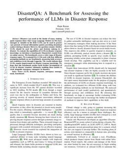 DisasterQA: A Benchmark for Assessing the performance of LLMs in
  Disaster Response
