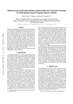 Relation-based Counterfactual Data Augmentation and Contrastive Learning
  for Robustifying Natural Language Inference Models