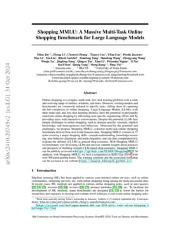 Shopping MMLU: A Massive Multi-Task Online Shopping Benchmark for Large
  Language Models