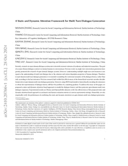 A Static and Dynamic Attention Framework for Multi Turn Dialogue
  Generation