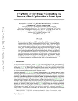 FreqMark: Invisible Image Watermarking via Frequency Based Optimization
  in Latent Space