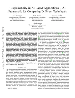 Explainability in AI Based Applications: A Framework for Comparing
  Different Techniques