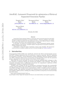 AutoRAG: Automated Framework for optimization of Retrieval Augmented
  Generation Pipeline